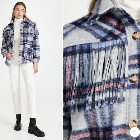 NWT BLANKNYC Plaid Fringe Shacket - Picture 5 of 8
